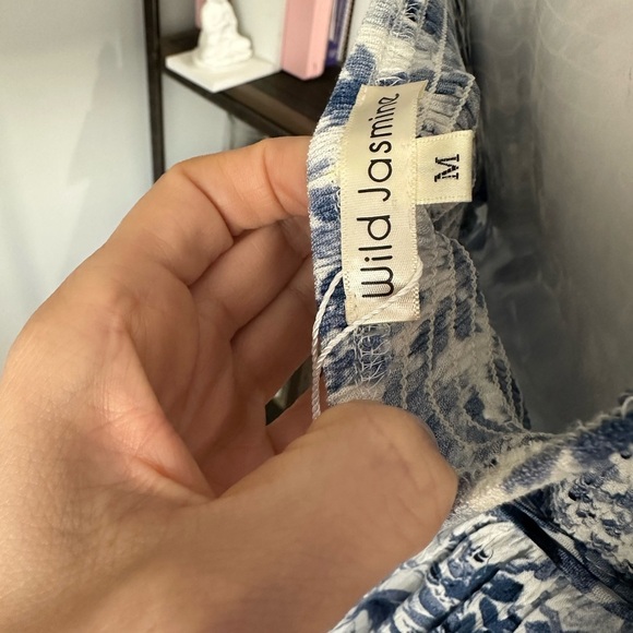 Blue and White Ruched Maxi Sundress - Picture 7 of 7